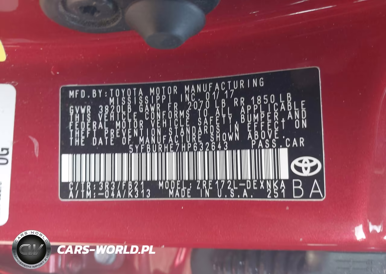 2017 Toyota Corolla Le VIN:5YFBURHE7HP632643 - 9
