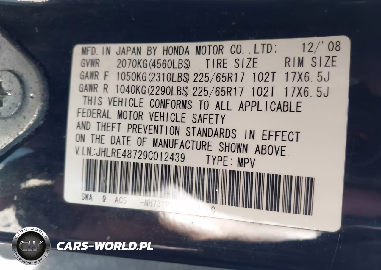 2009 Honda Cr-V Ex-L VIN:JHLRE48729C012439 - 9