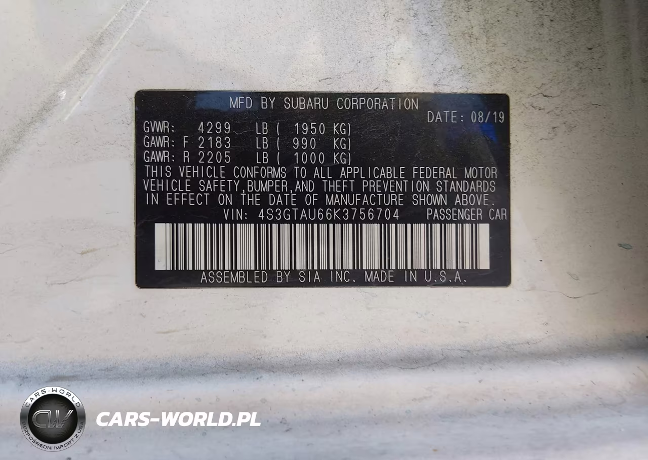 2019 Subaru Impreza 2.0I Limited VIN:4S3GTAU66K3756704 - 9