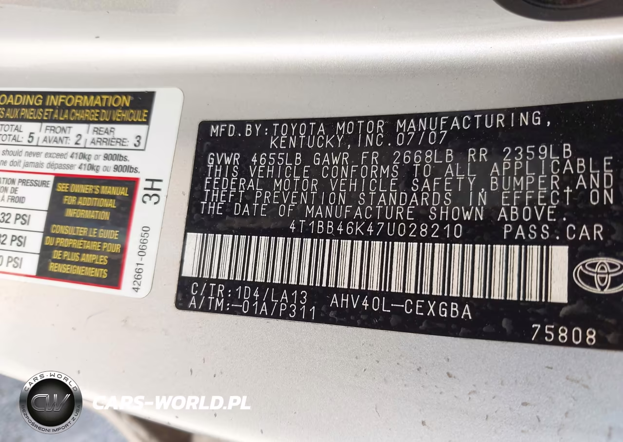 2007 Toyota Camry Hybrid VIN:4T1BB46K47U028210 - 9
