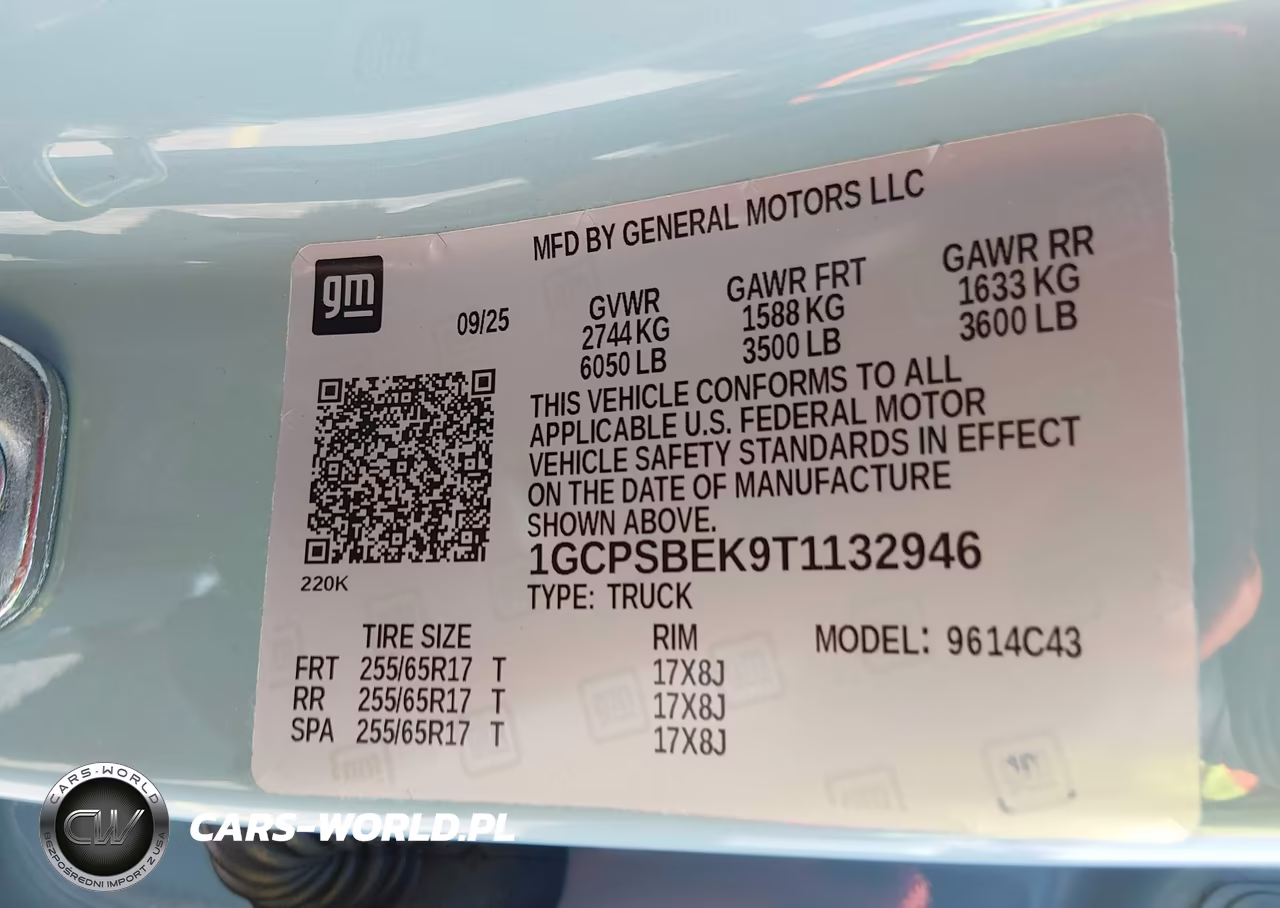 2026 Chevrolet Colorado Wt, Rwd VIN:1GCPSBEK9T1132946 - 9