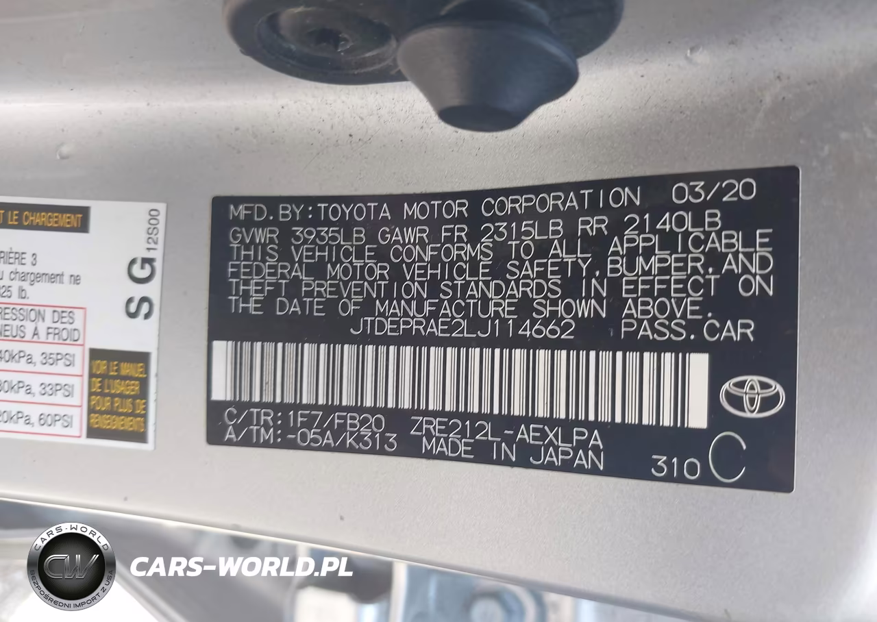 2020 Toyota Corolla Le VIN:JTDEPRAE2LJ114662 - 9