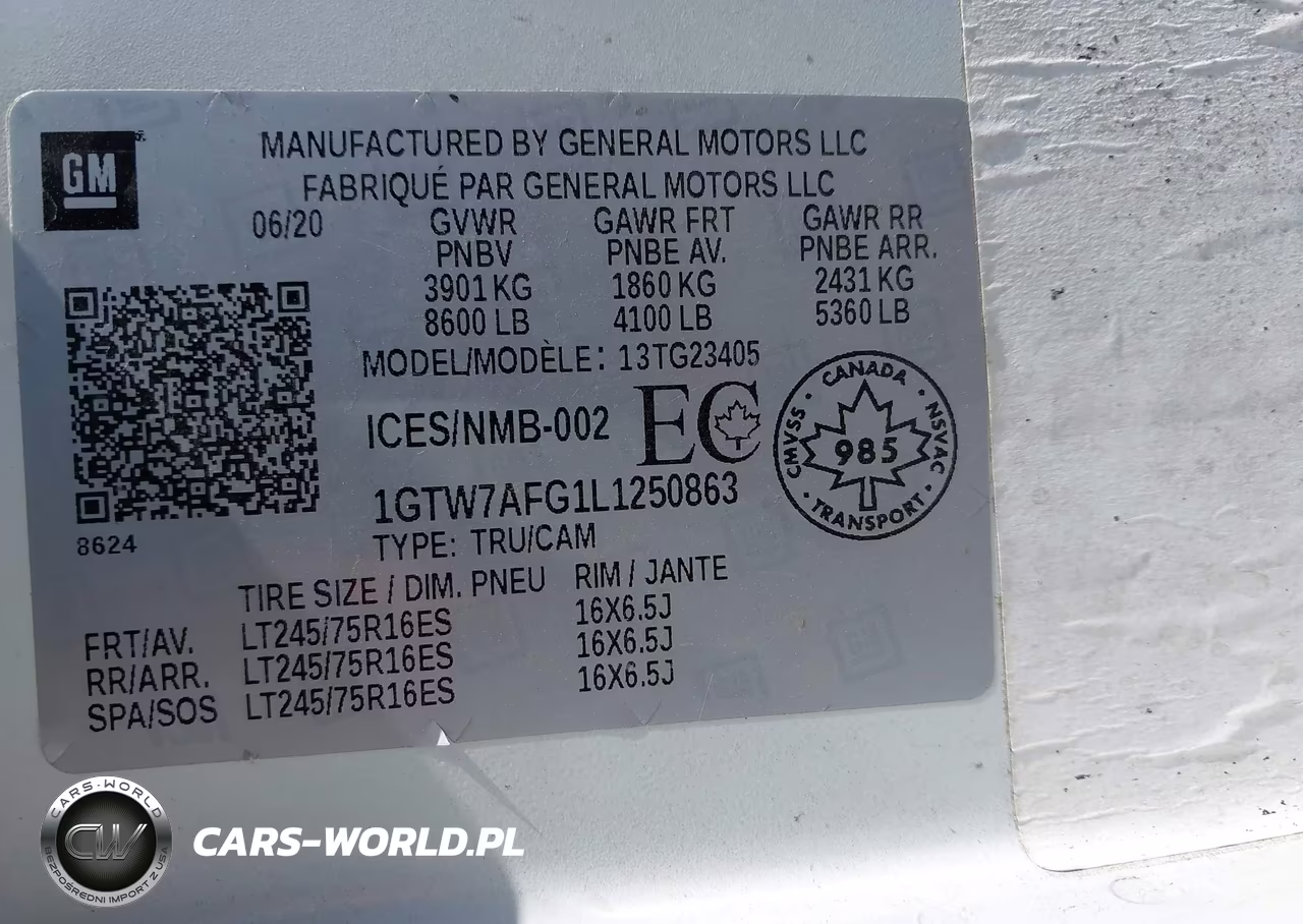 2020 GMC Savana 2500 Work Van VIN:1GTW7AFG1L1250863 - 9