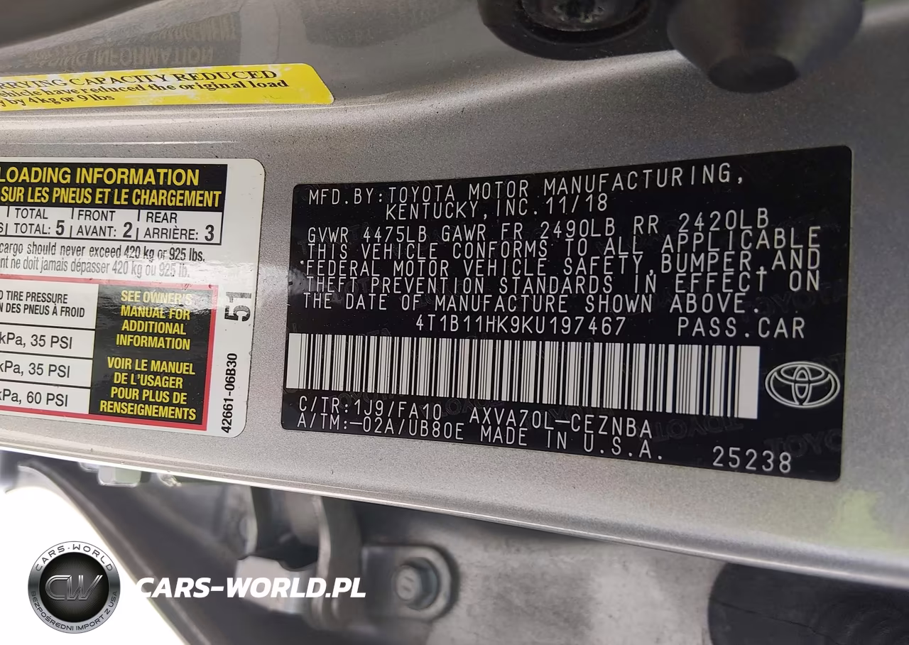 2019 Toyota Camry Le VIN:4T1B11HK9KU197467 - 9