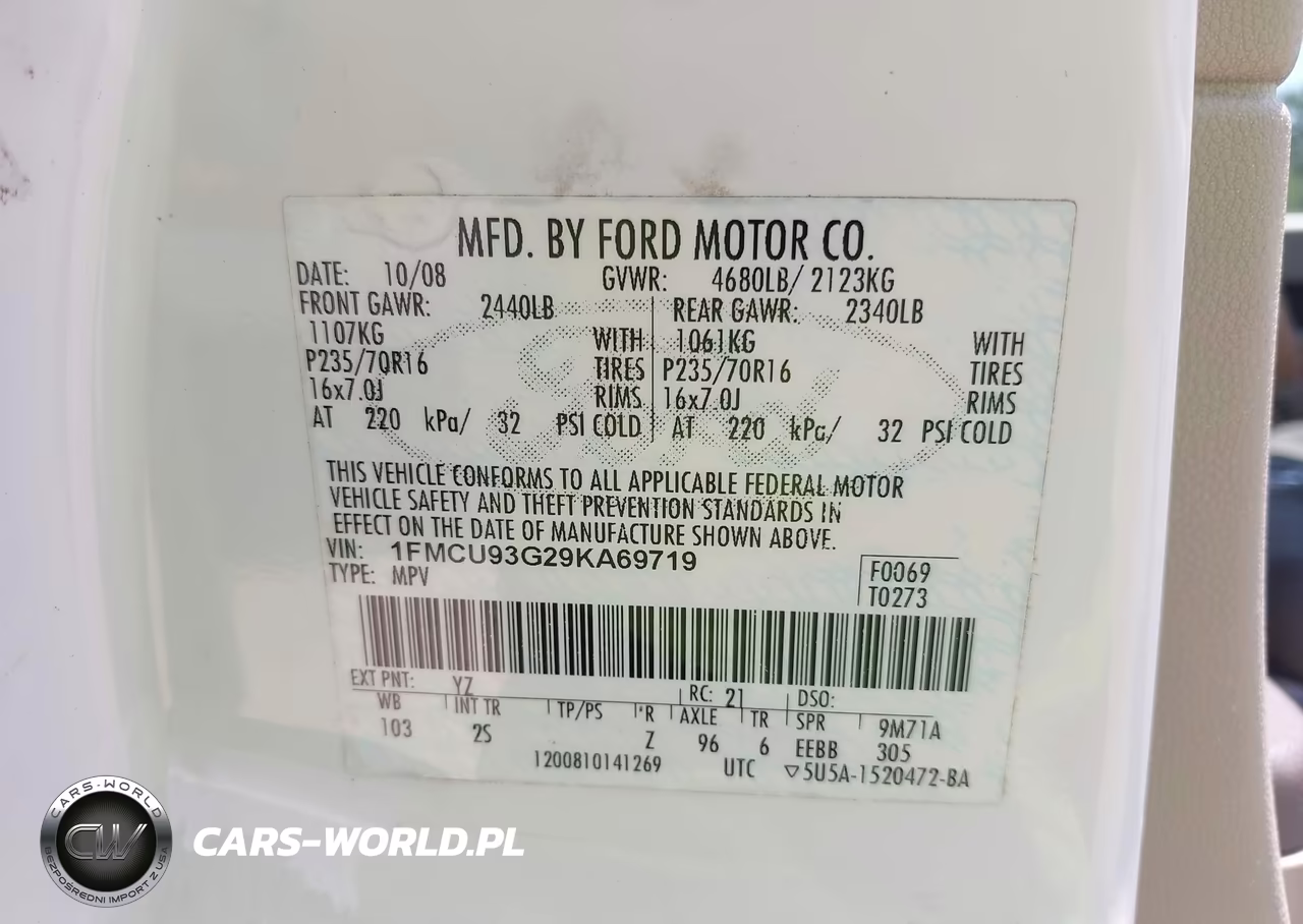 2009 Ford Escape Xlt VIN:1FMCU93G29KA69719 - 9