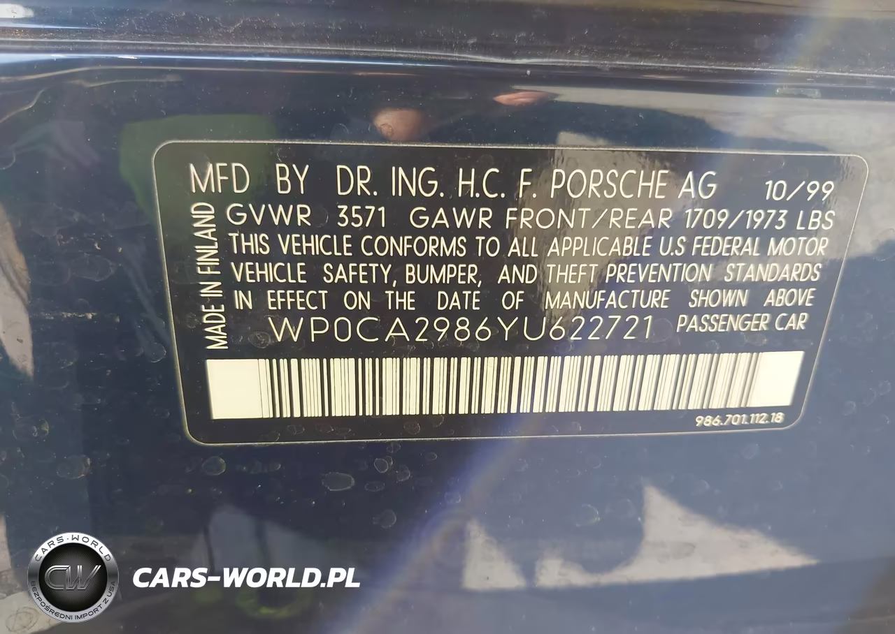 2000 Porsche Boxster VIN:WP0CA2986YU622721 - 9