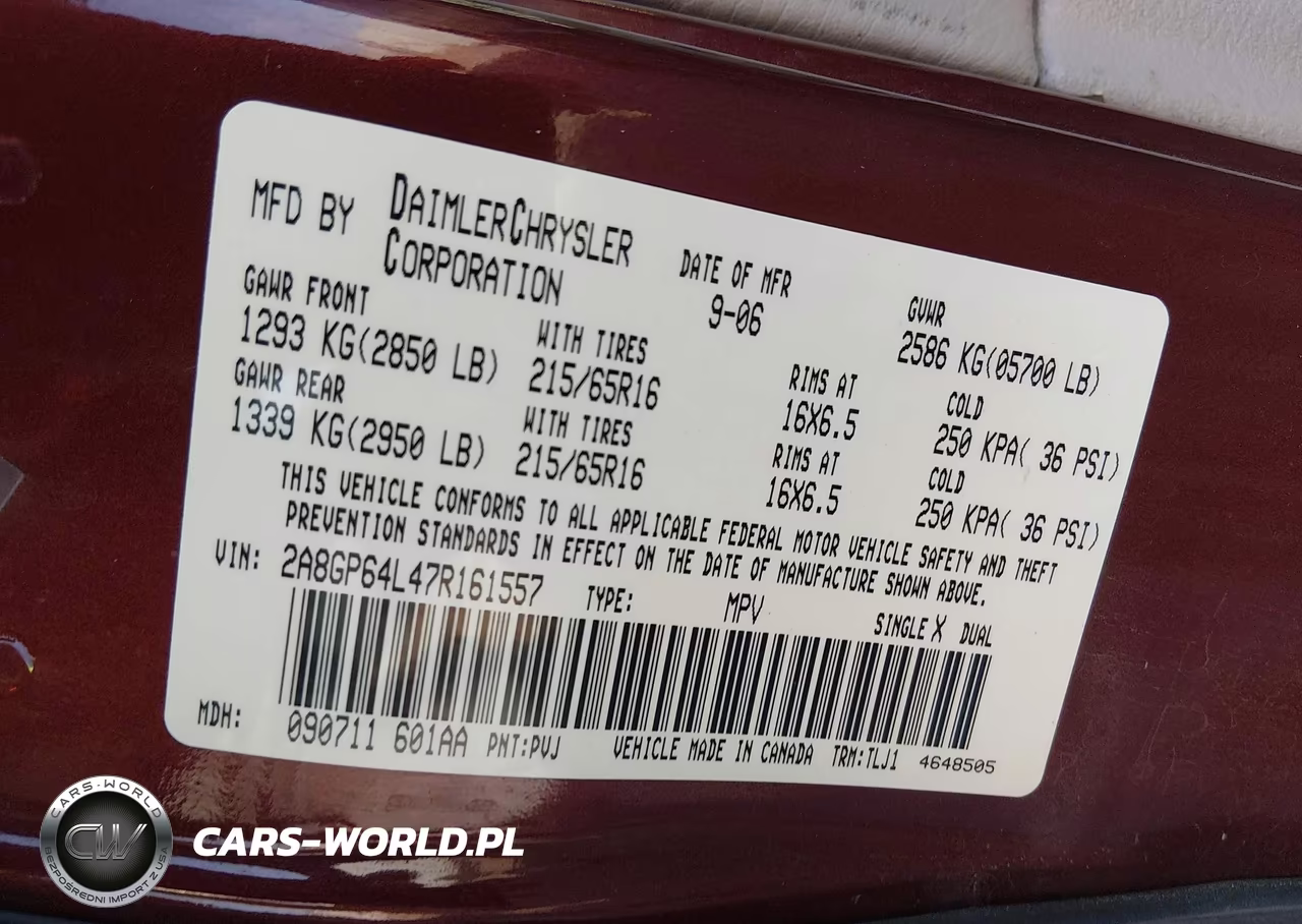 2007 Chrysler Town & Country Limited VIN:2A8GP64L47R161557 - 9