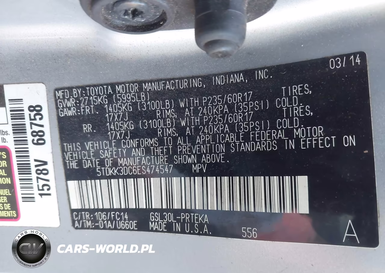 2014 Toyota Sienna Le V6 8 Passenger VIN:5TDKK3DC6ES474547 - 9