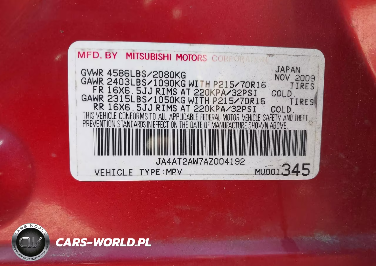 2010 Mitsubishi Outlander Es VIN:JA4AT2AW7AZ004192 - 9