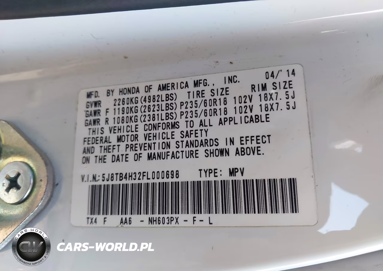2015 Acura Rdx VIN:5J8TB4H32FL000698 - 9