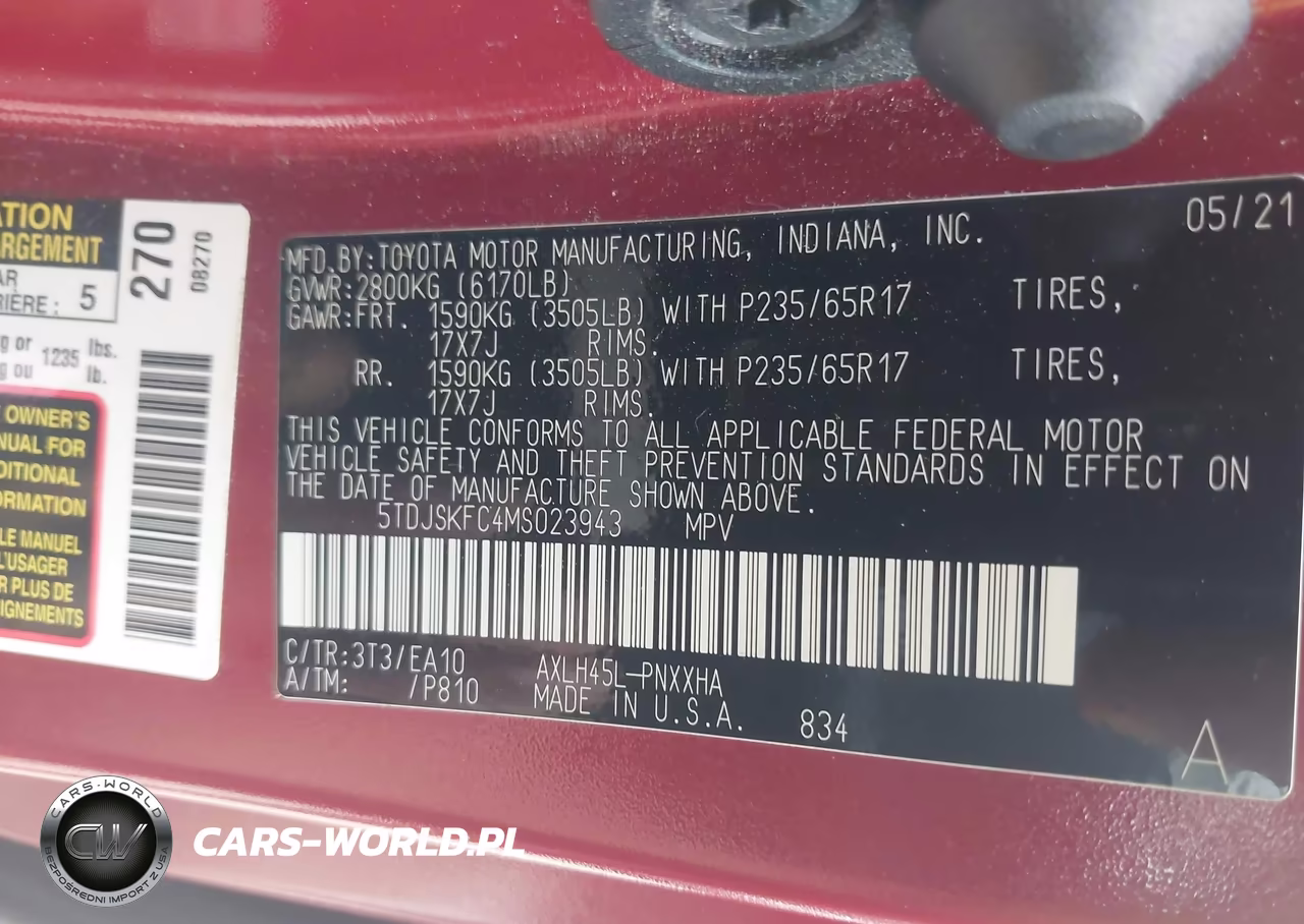 2021 Toyota Sienna Xle VIN:5TDJSKFC4MS023943 - 9
