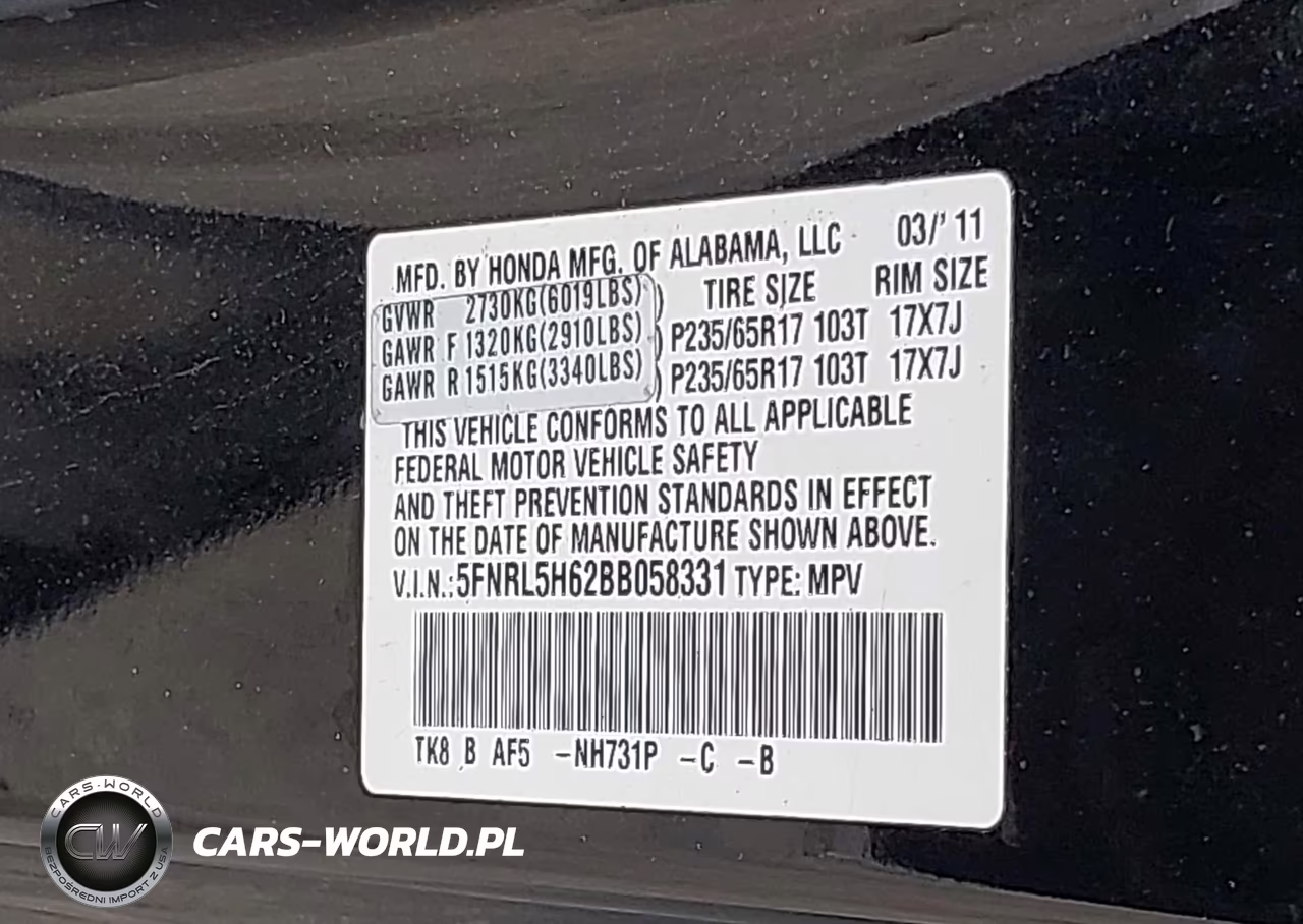 2011 Honda Odyssey Ex-L VIN:5FNRL5H62BB058331 - 9