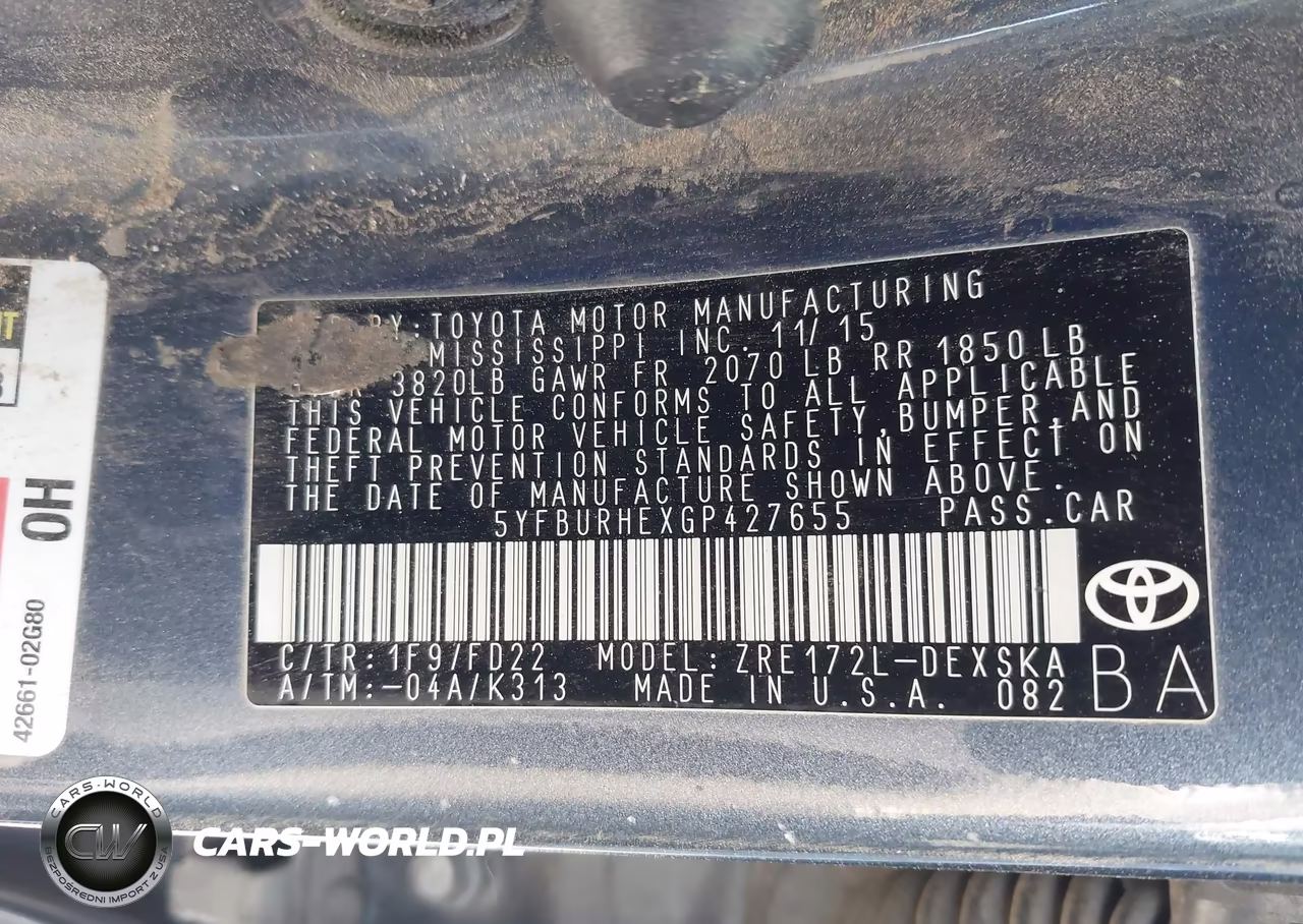 2016 Toyota Corolla S Plus VIN:5YFBURHEXGP427655 - 9