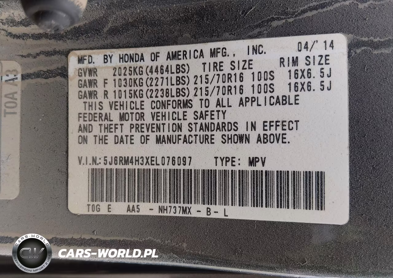 2014 Honda Cr-V Lx VIN:5J6RM4H3XEL076097 - 9
