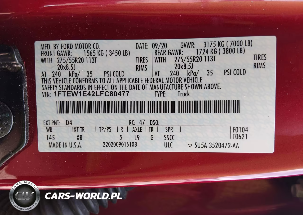 2020 Ford F-150 Xlt VIN:1FTEW1E42LFC80477 - 9