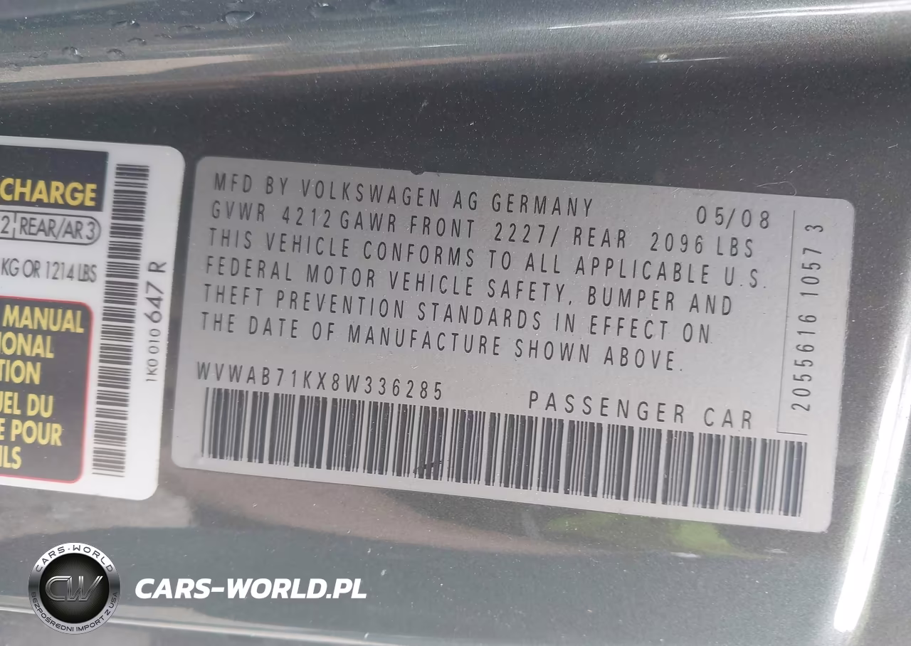 2008 Volkswagen Rabbit S VIN:WVWAB71KX8W336285 - 9