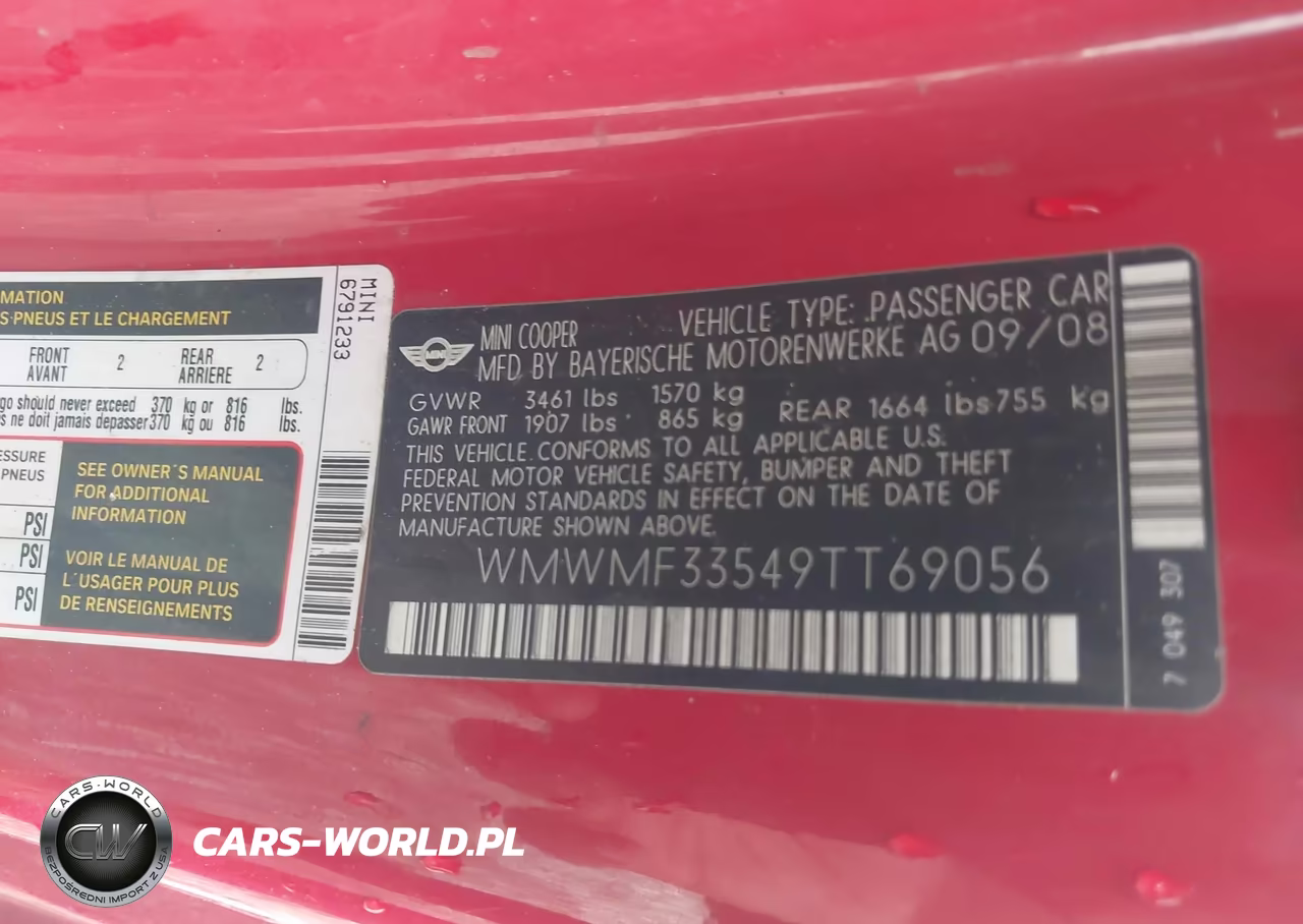 2009 Mini Cooper VIN:WMWMF33549TT69056 - 9