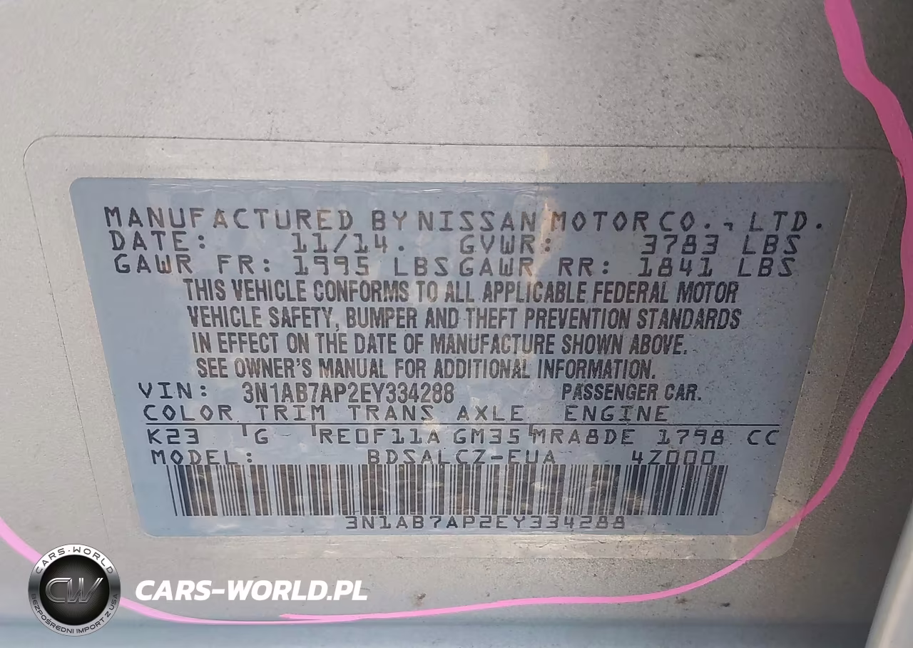 2014 Nissan Sentra Fe+ S VIN:3N1AB7AP2EY334288 - 9