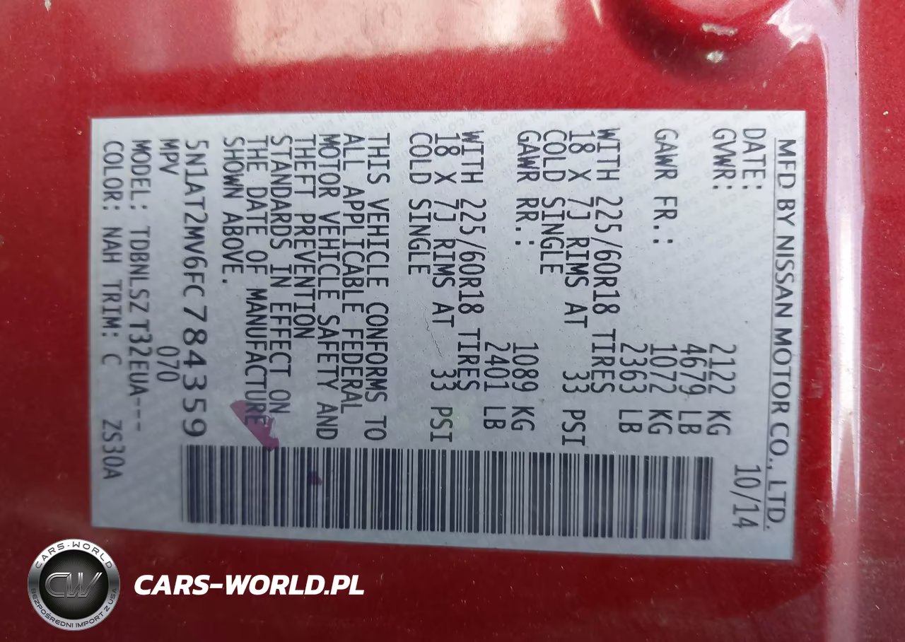 2015 Nissan Rogue Sl VIN:5N1AT2MV6FC784359 - 9