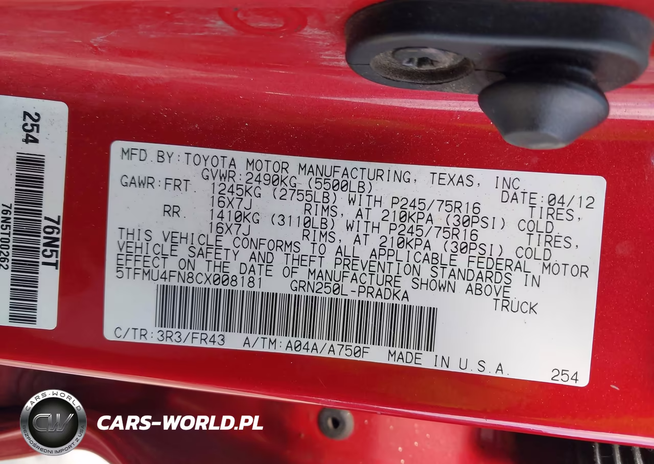 2012 Toyota Tacoma Base V6 VIN:5TFMU4FN8CX008181 - 9