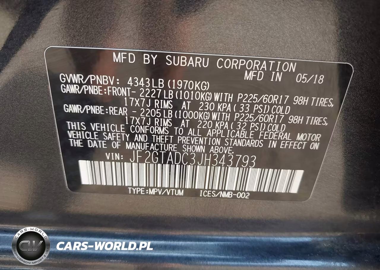 2018 Subaru Crosstrek 2.0I Premium VIN:JF2GTADC3JH343793 - 9