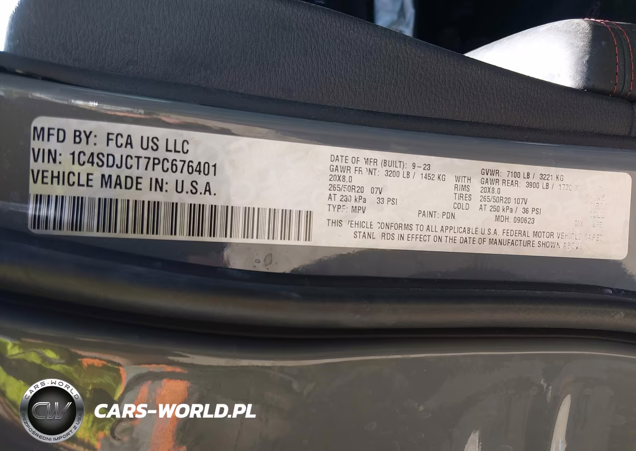 2023 Dodge Durango R-T Plus Awd VIN:1C4SDJCT7PC676401 - 9