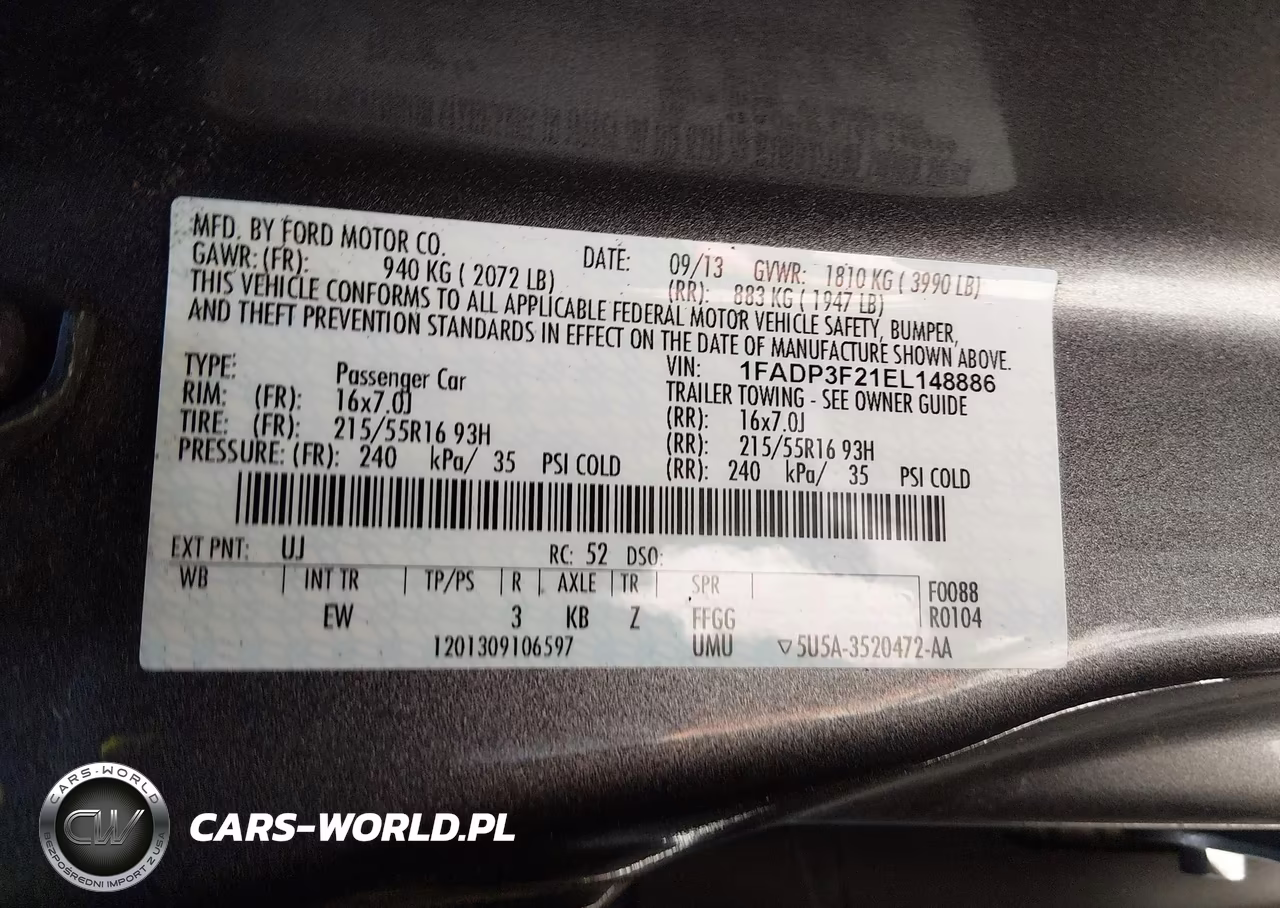 2014 Ford Focus Se VIN:1FADP3F21EL148886 - 9