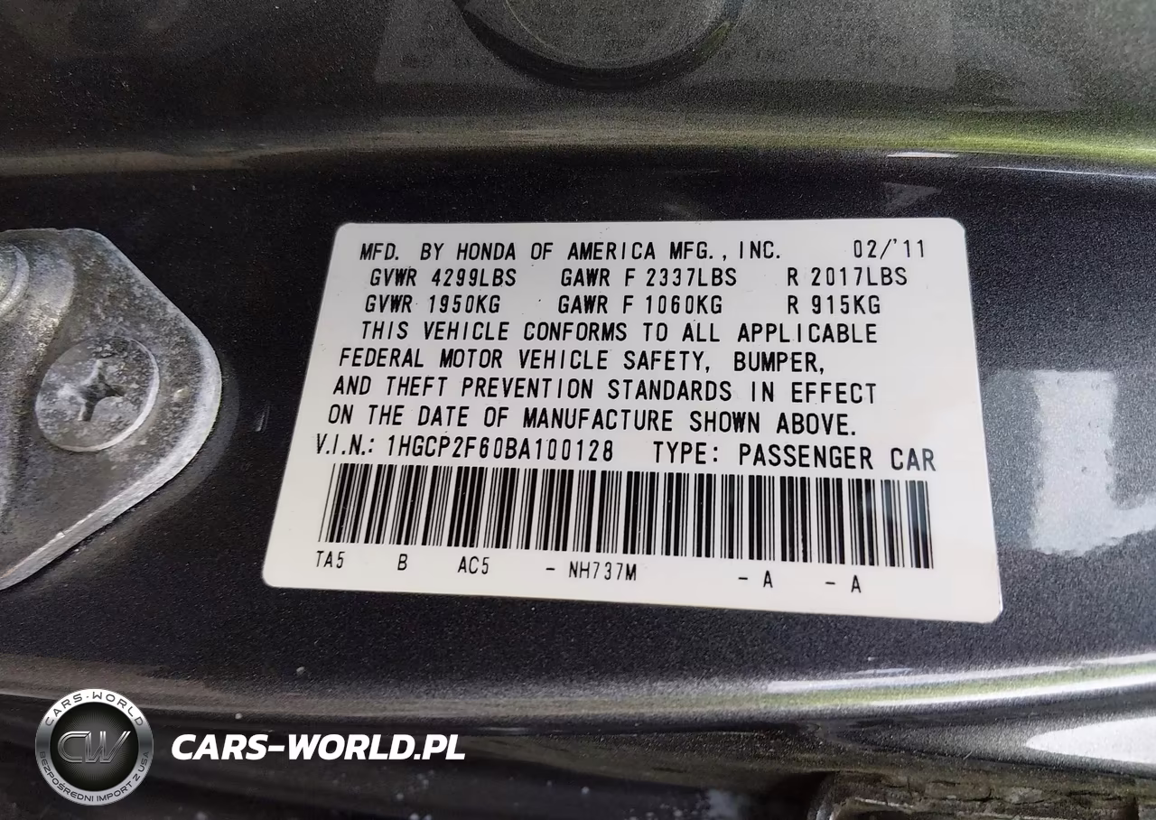2011 Honda Accord 2.4 Se VIN:1HGCP2F60BA100128 - 9
