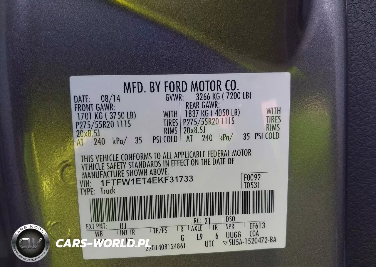 2014 Ford F-150 Lariat VIN:1FTFW1ET4EKF31733 - 9