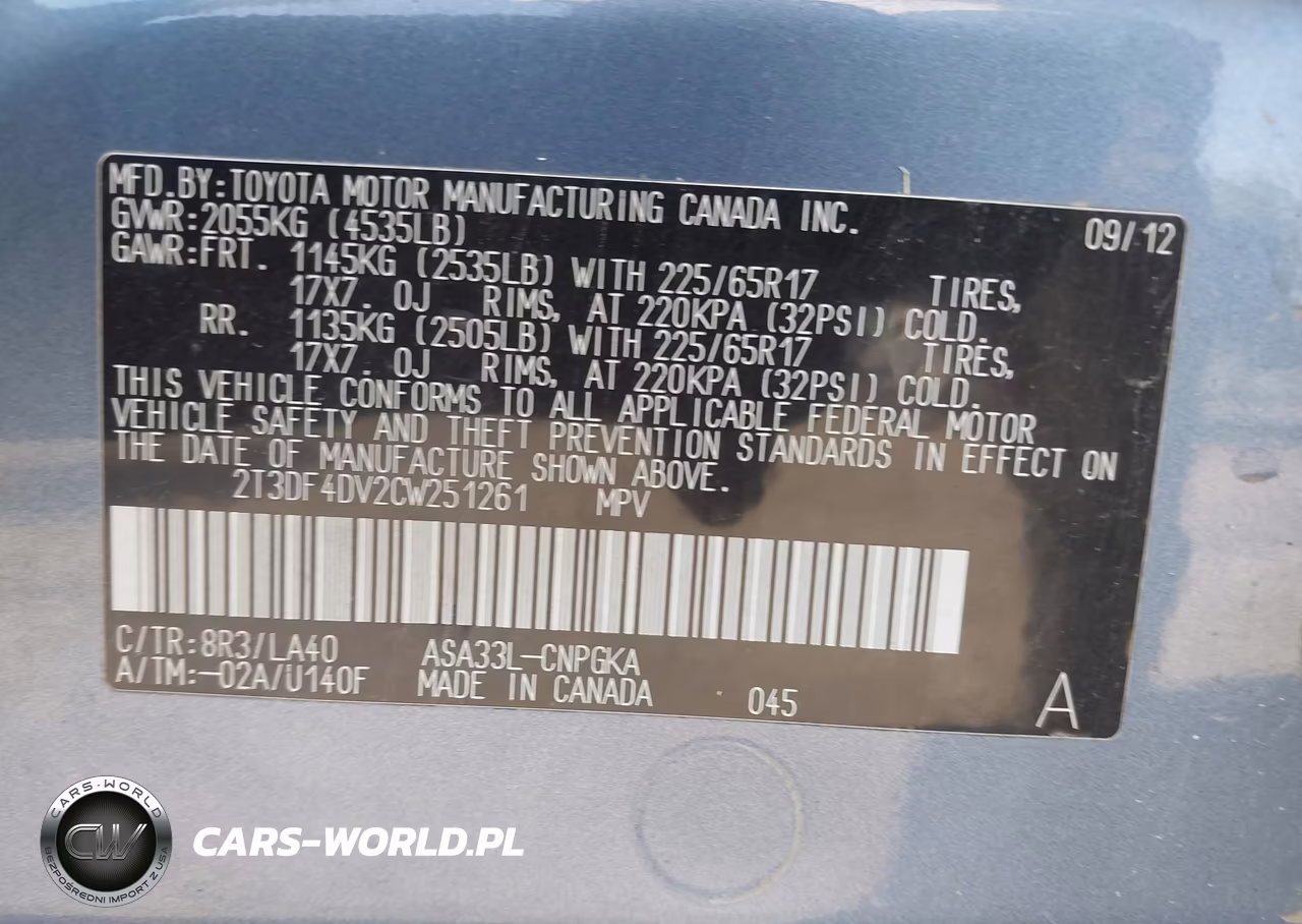 2012 Toyota Rav4 Limited VIN:2T3DF4DV2CW251261 - 9