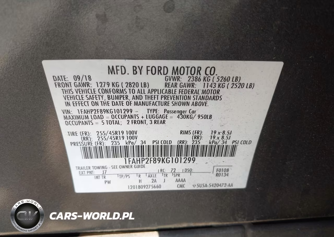 2019 Ford Taurus Limited VIN:1FAHP2F89KG101299 - 9