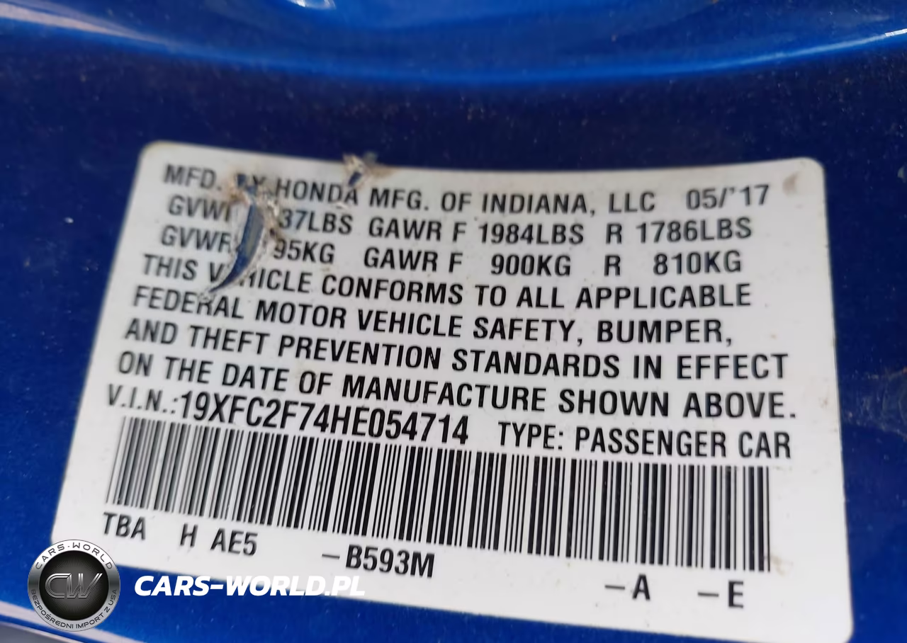 2017 Honda Civic Ex VIN:19XFC2F74HE054714 - 9
