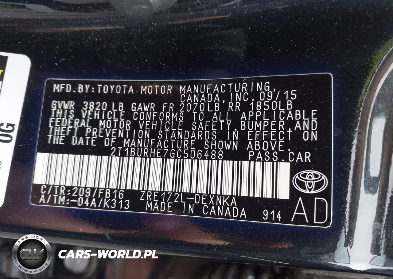 2016 Toyota Corolla Le VIN:2T1BURHE7GC506488 - 9