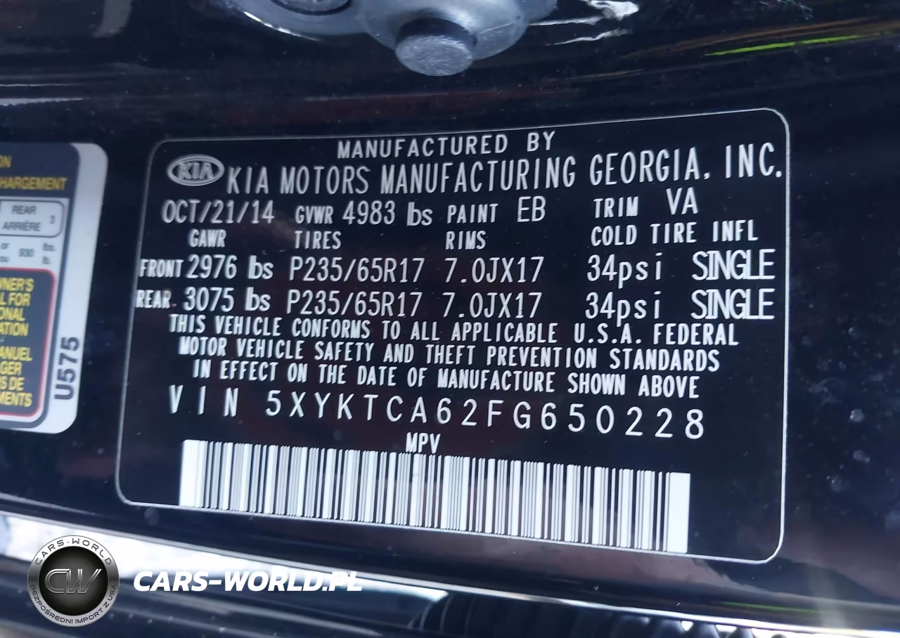 2015 Kia Sorento Lx VIN:5XYKTCA62FG650228 - 9