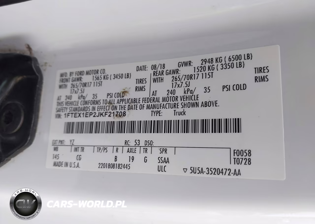 2018 Ford F-150 Xl VIN:1FTEX1EP2JKF21708 - 9