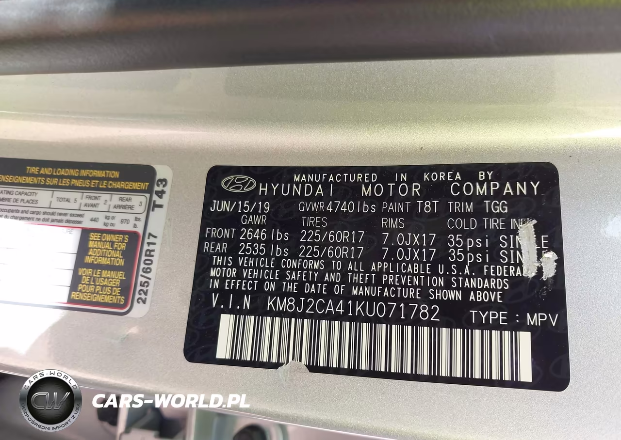 2019 Hyundai Tucson Se VIN:KM8J2CA41KU071782 - 9