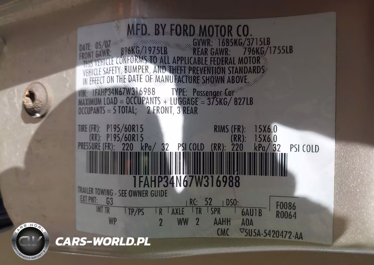 2007 Ford Focus S-Se-Ses VIN:1FAHP34N67W316988 - 9