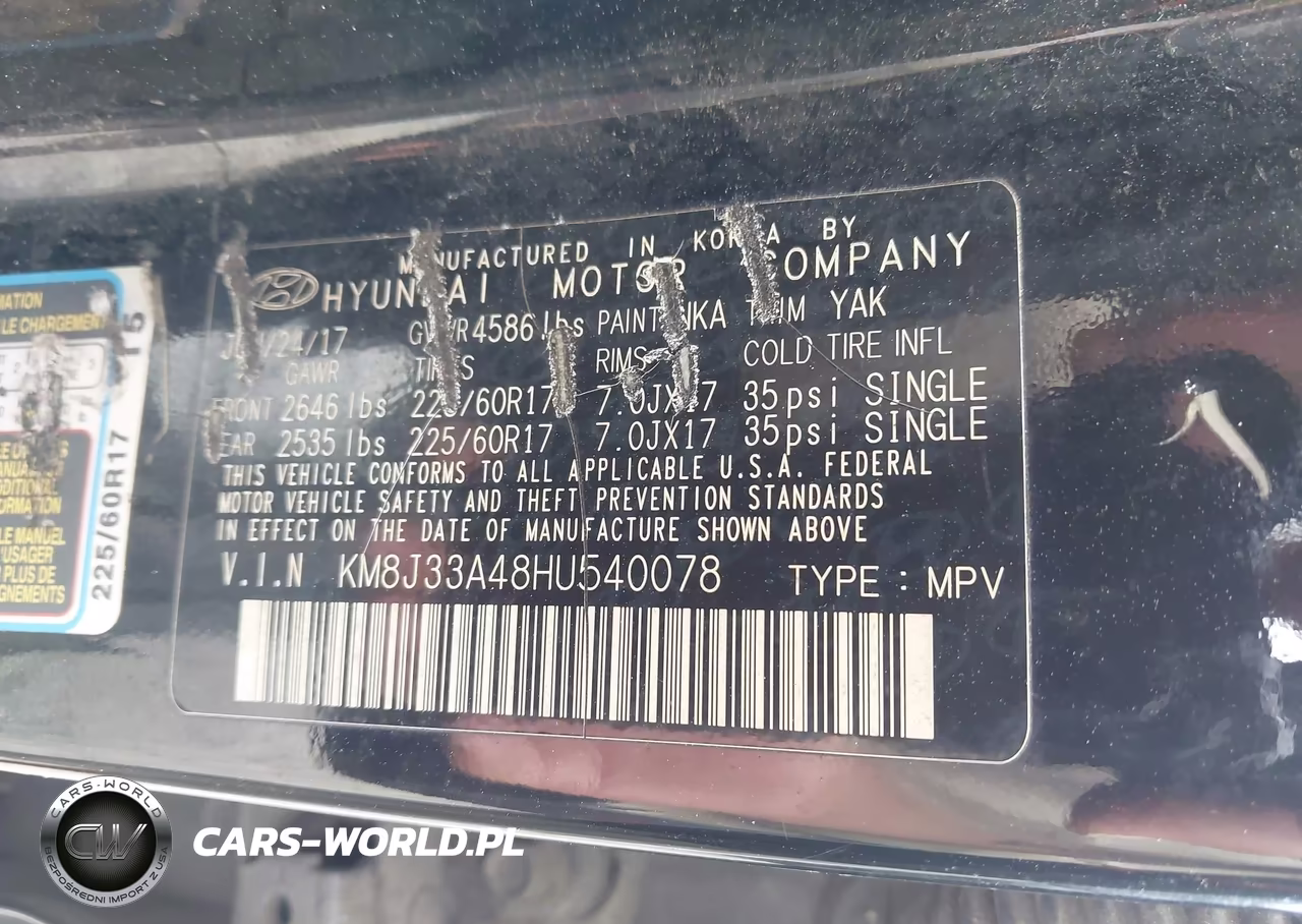 2017 Hyundai Tucson Se Plus VIN:KM8J33A48HU540078 - 9