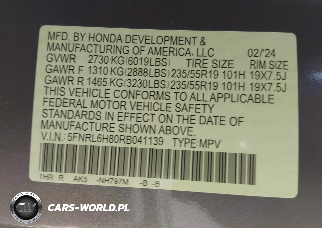 2024 Honda Odyssey Touring VIN:5FNRL6H80RB041139 - 9