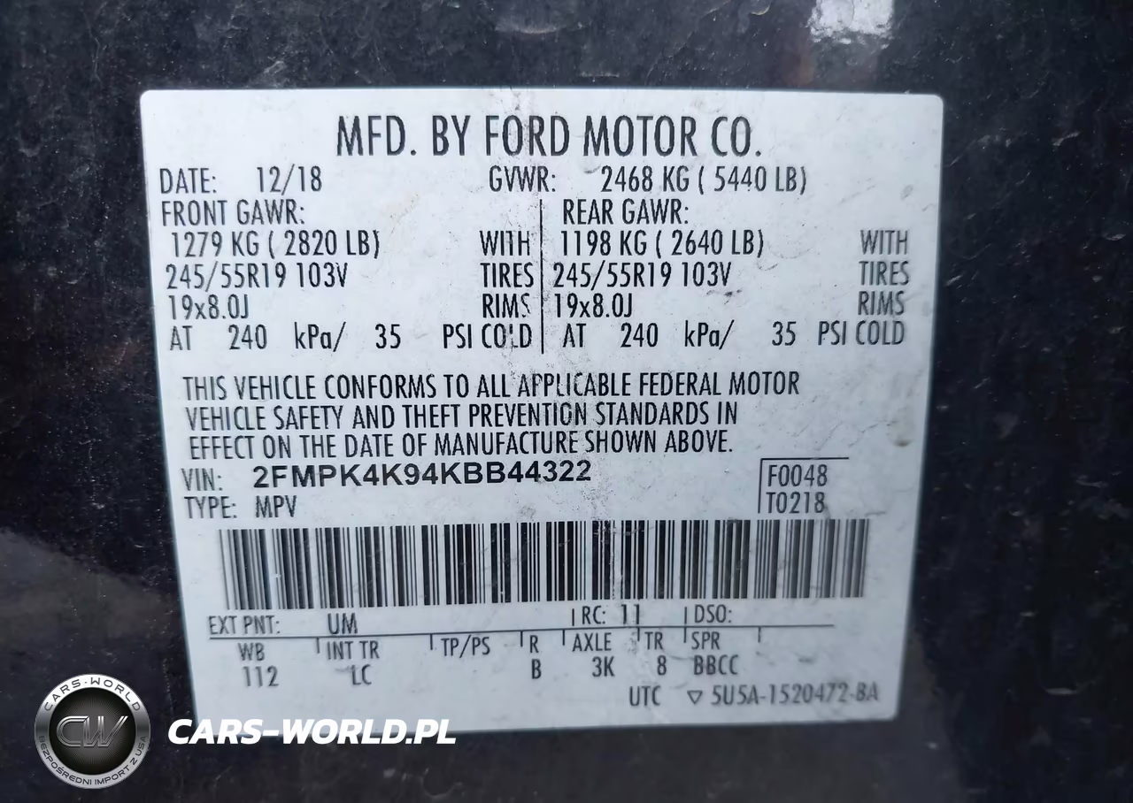 2019 Ford Edge Titanium VIN:2FMPK4K94KBB44322 - 9