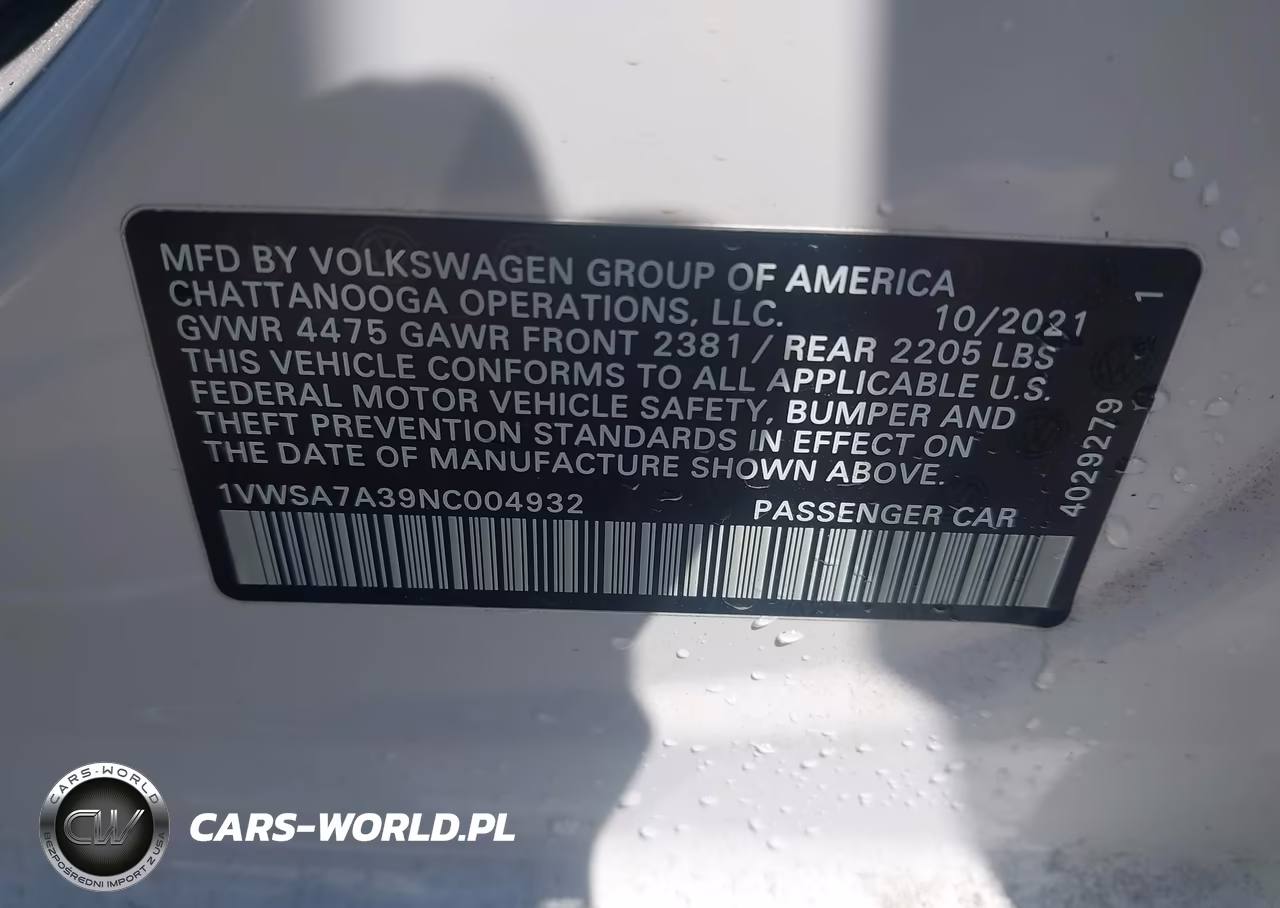 2022 Volkswagen Passat 2.0T Se VIN:1VWSA7A39NC004932 - 9