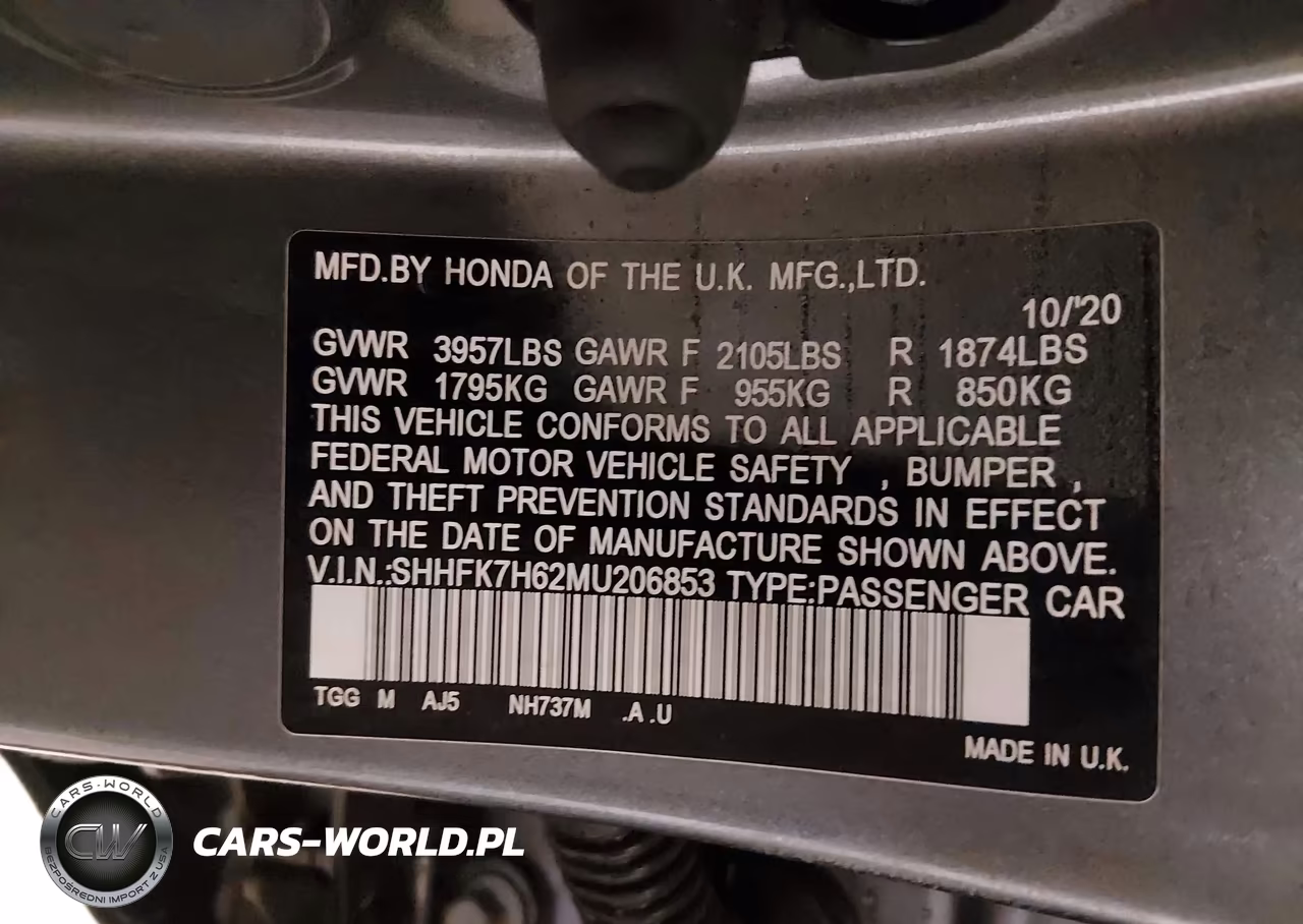 2021 Honda Civic Ex VIN:SHHFK7H62MU206853 - 9