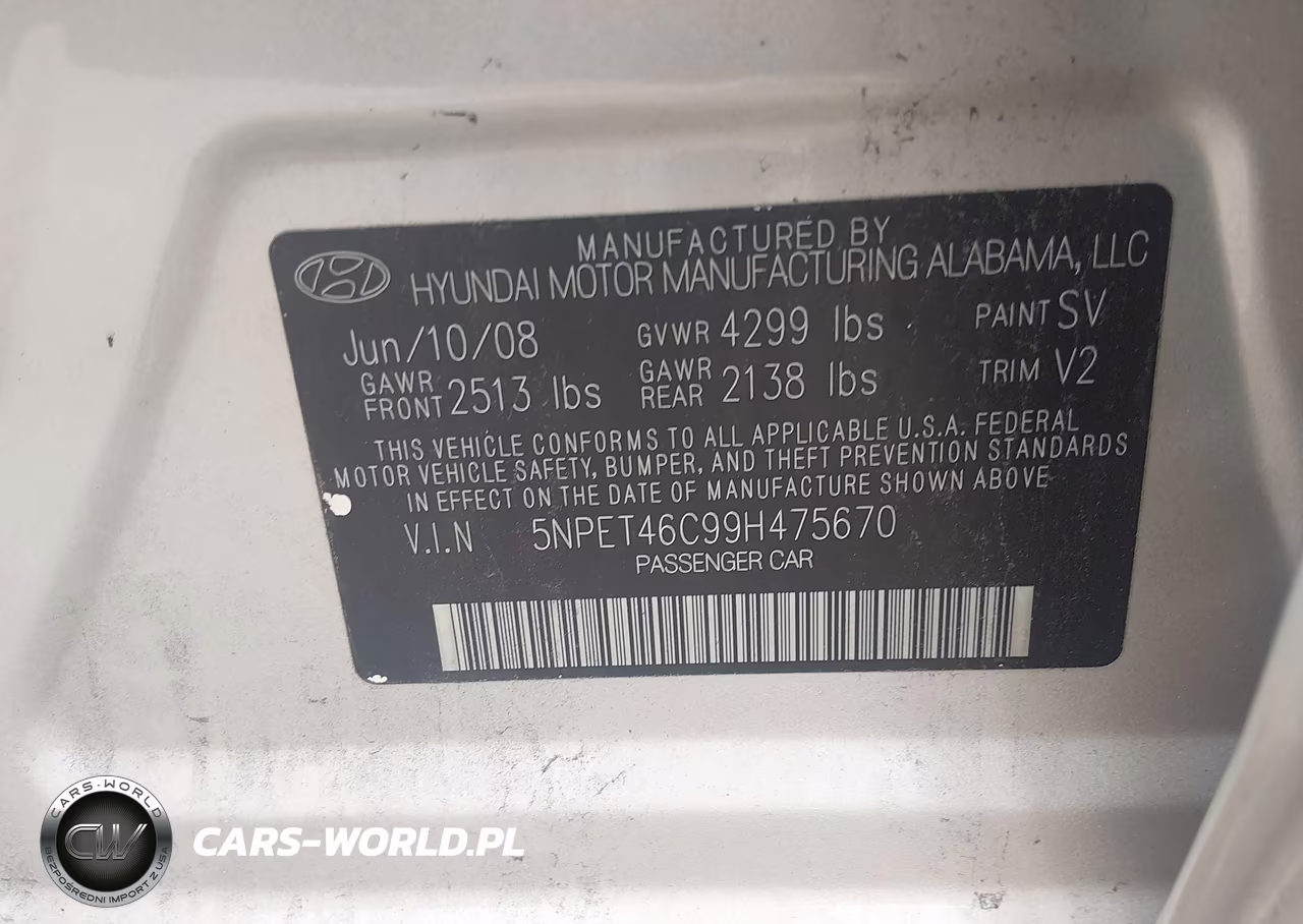 2009 Hyundai Sonata Gls VIN:5NPET46C99H475670 - 9