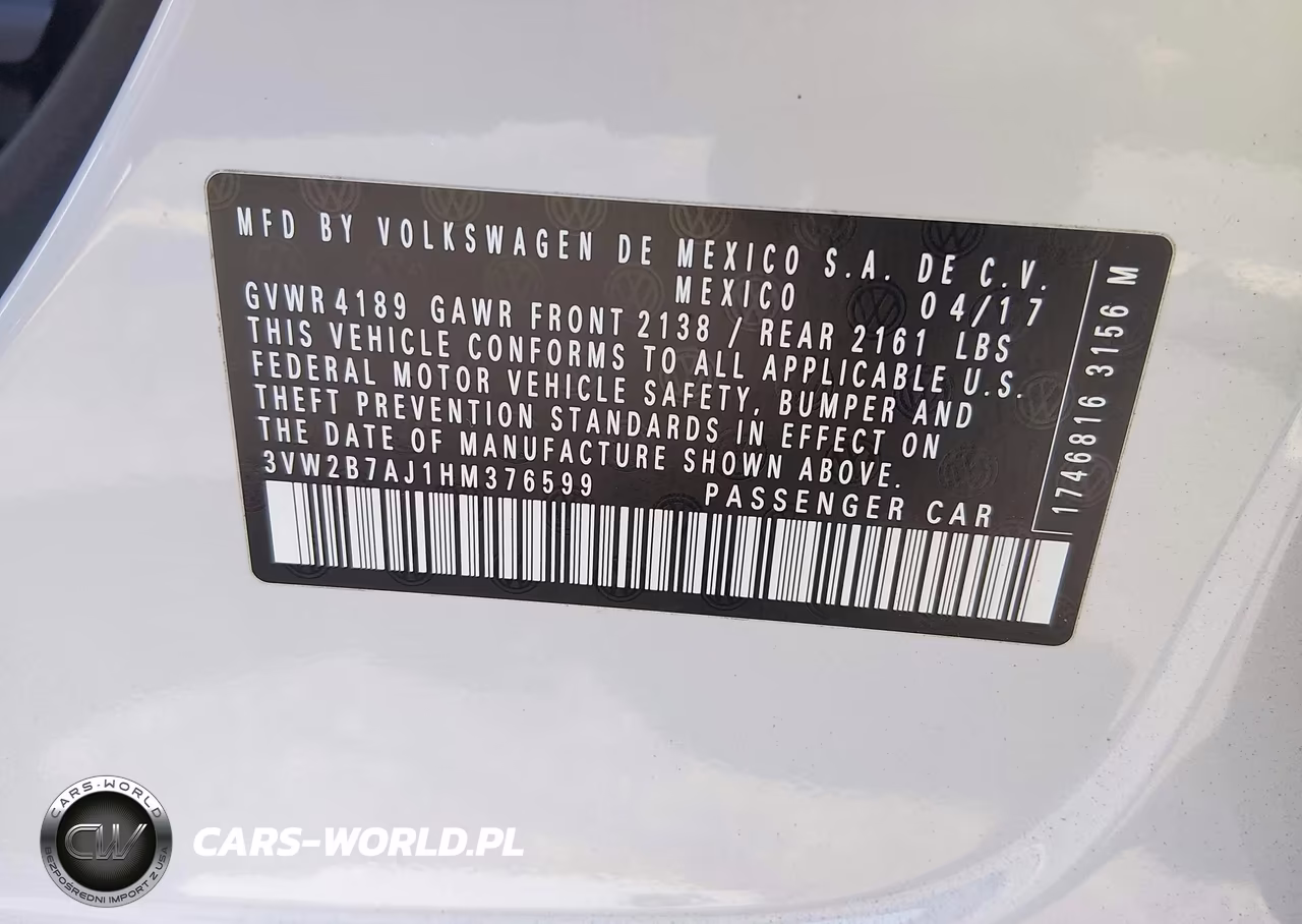 2017 Volkswagen Jetta 1.4T S VIN:3VW2B7AJ1HM376599 - 9