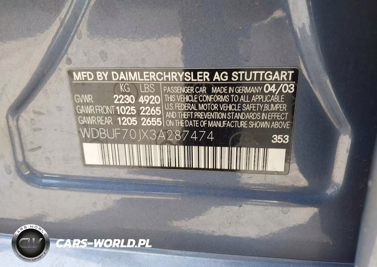 2003 Mercedes-Benz E 500 VIN:WDBUF70JX3A287474 - 9