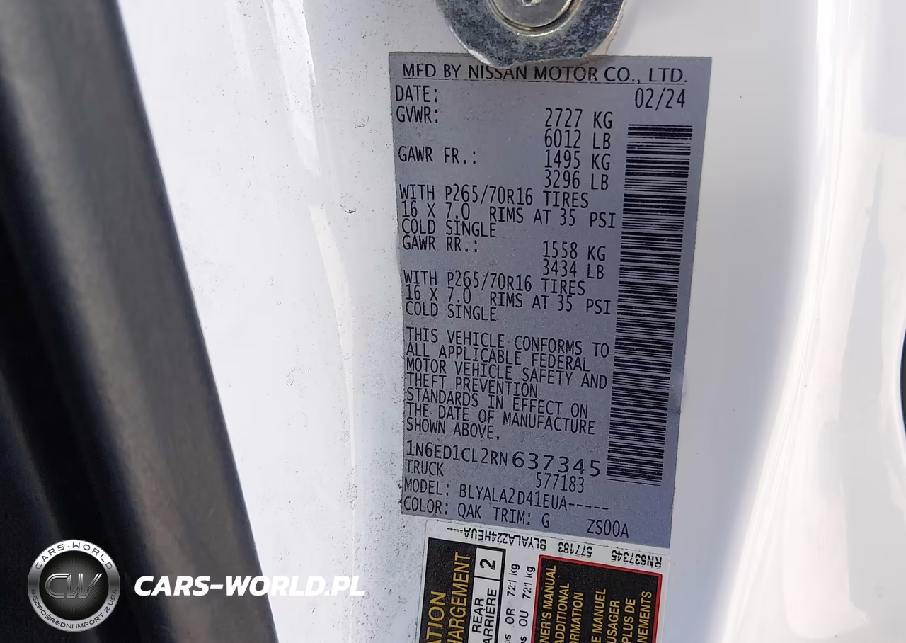 2024 Nissan Frontier King Cab S 4X2 VIN:1N6ED1CL2RN637345 - 9