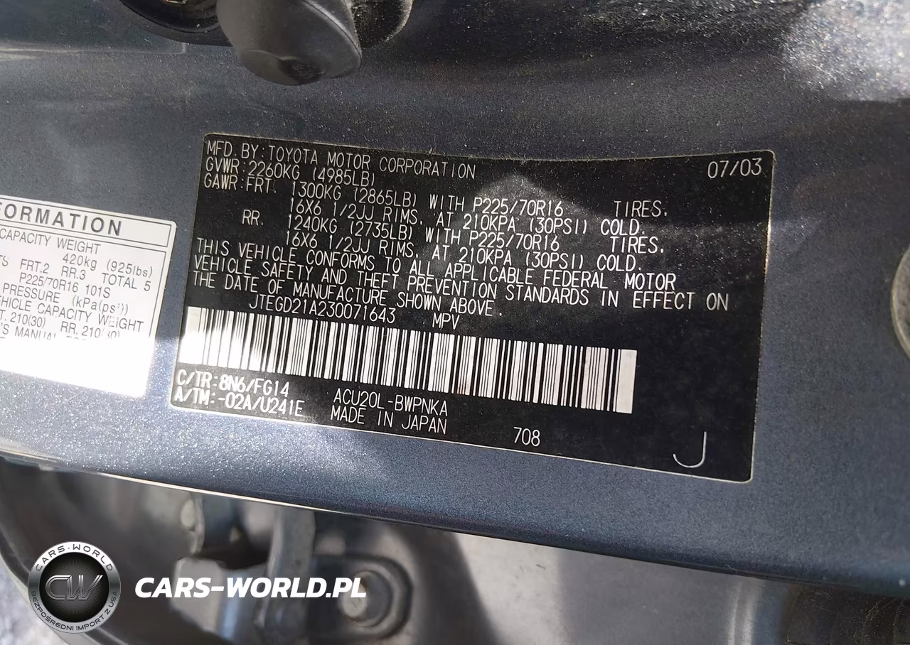 2003 Toyota Highlander VIN:JTEGD21A230071643 - 9