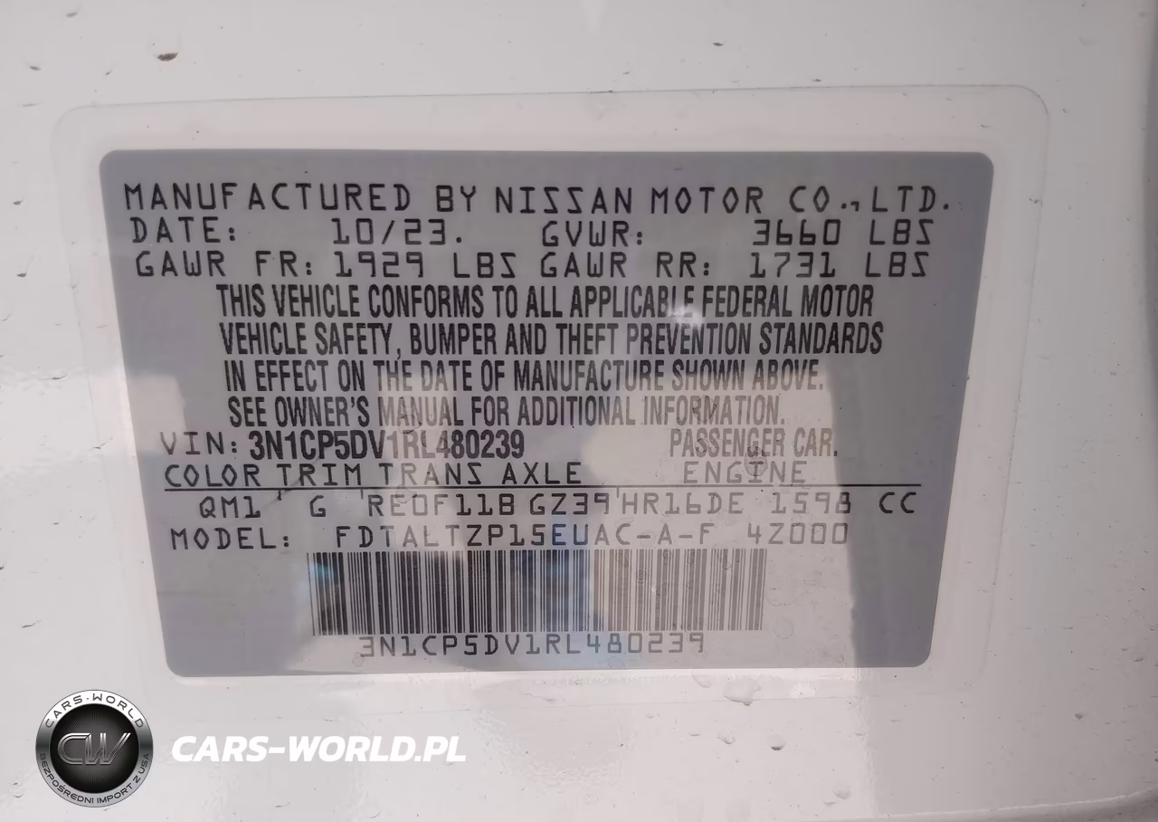 2024 Nissan Kicks Sr Xtronic Cvt VIN:3N1CP5DV1RL480239 - 9