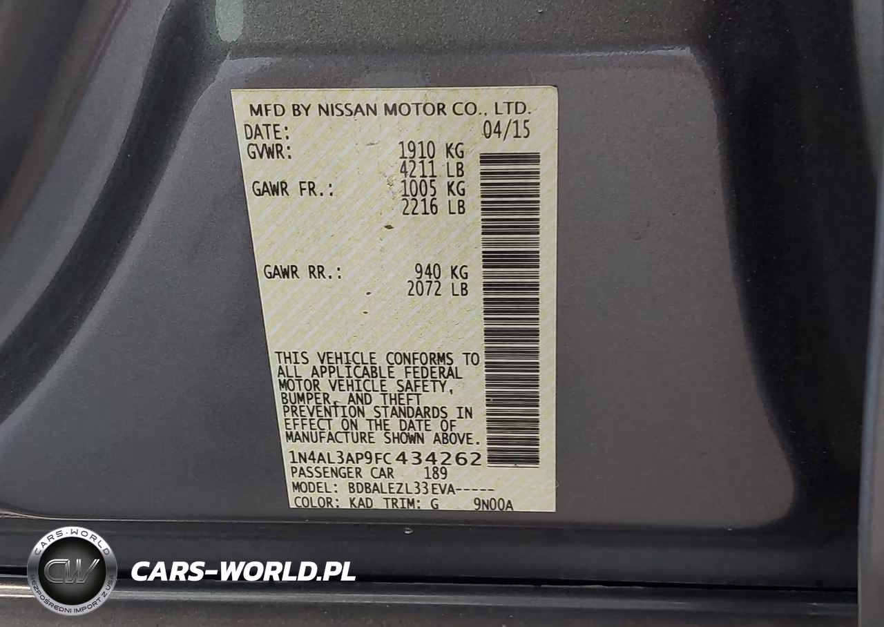 2015 Nissan Altima 2.5 S VIN:1N4AL3AP9FC434262 - 9