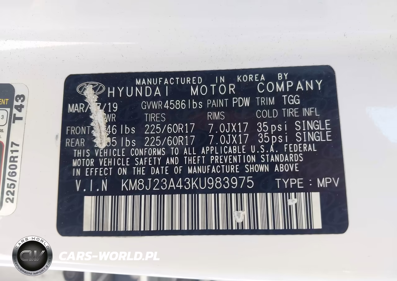 2019 Hyundai Tucson Se VIN:KM8J23A43KU983975 - 9